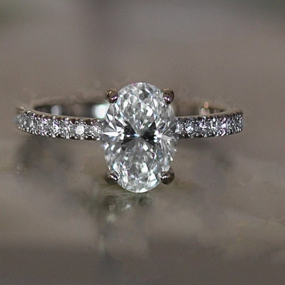 Diamond Shank Engagement Ring - Platinum